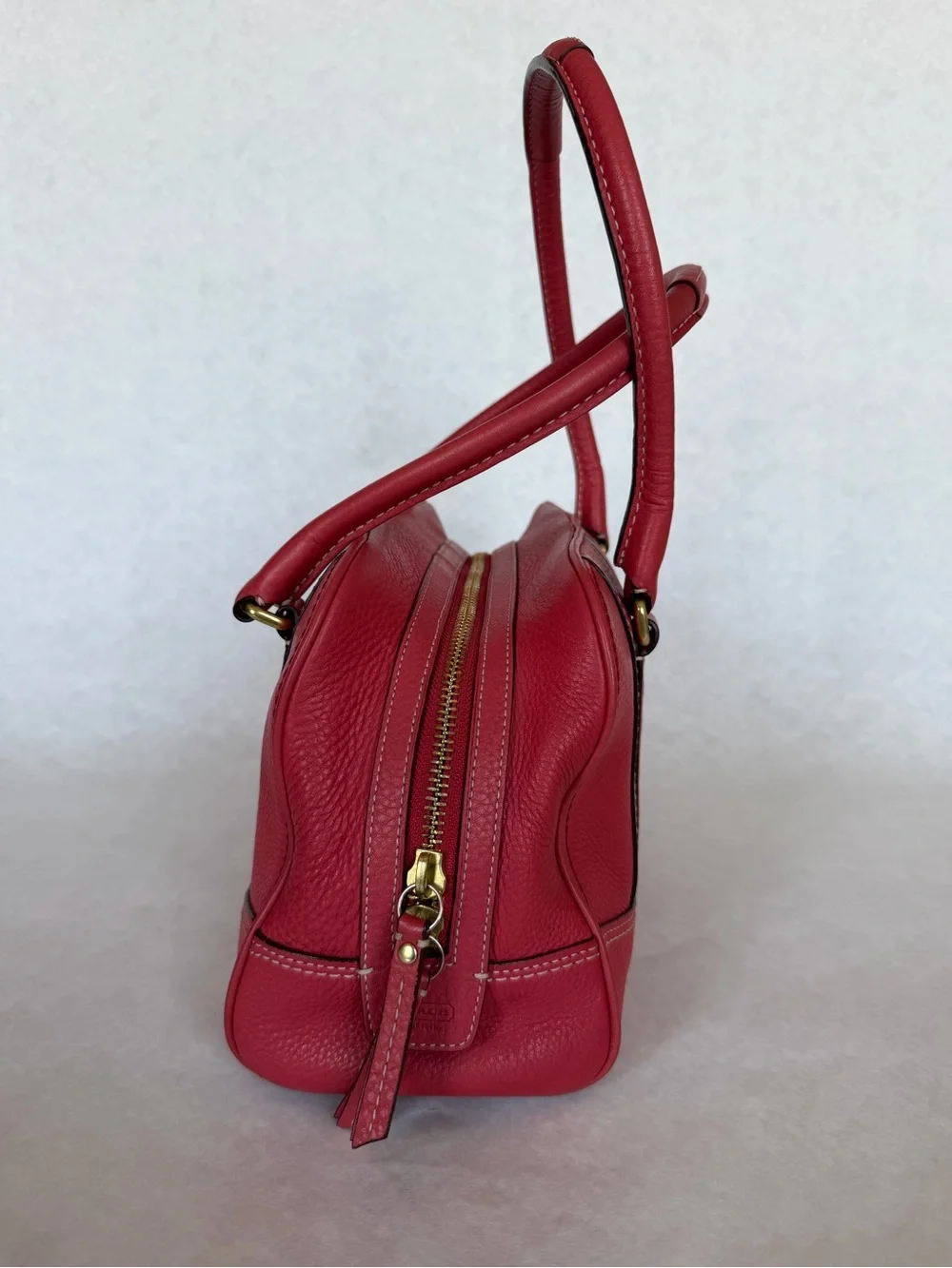 Coach 10323 Pink/Coral Pebbled Leather Satchel Bag Y2K Vintage 2010